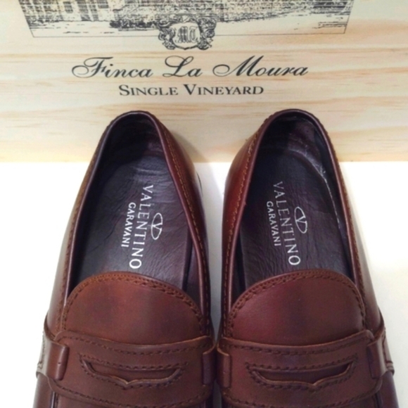 Valentino Garavani Shoes Italian Leather Loafers Brown With Dust Bag US 8 EU 41 - Picture 8 of 16